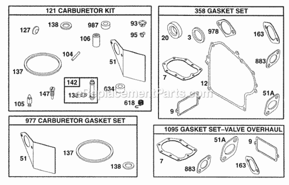 Gasket_Sets Diagram and Parts List for 19B412-0123-01  Briggs and Stratton Engine